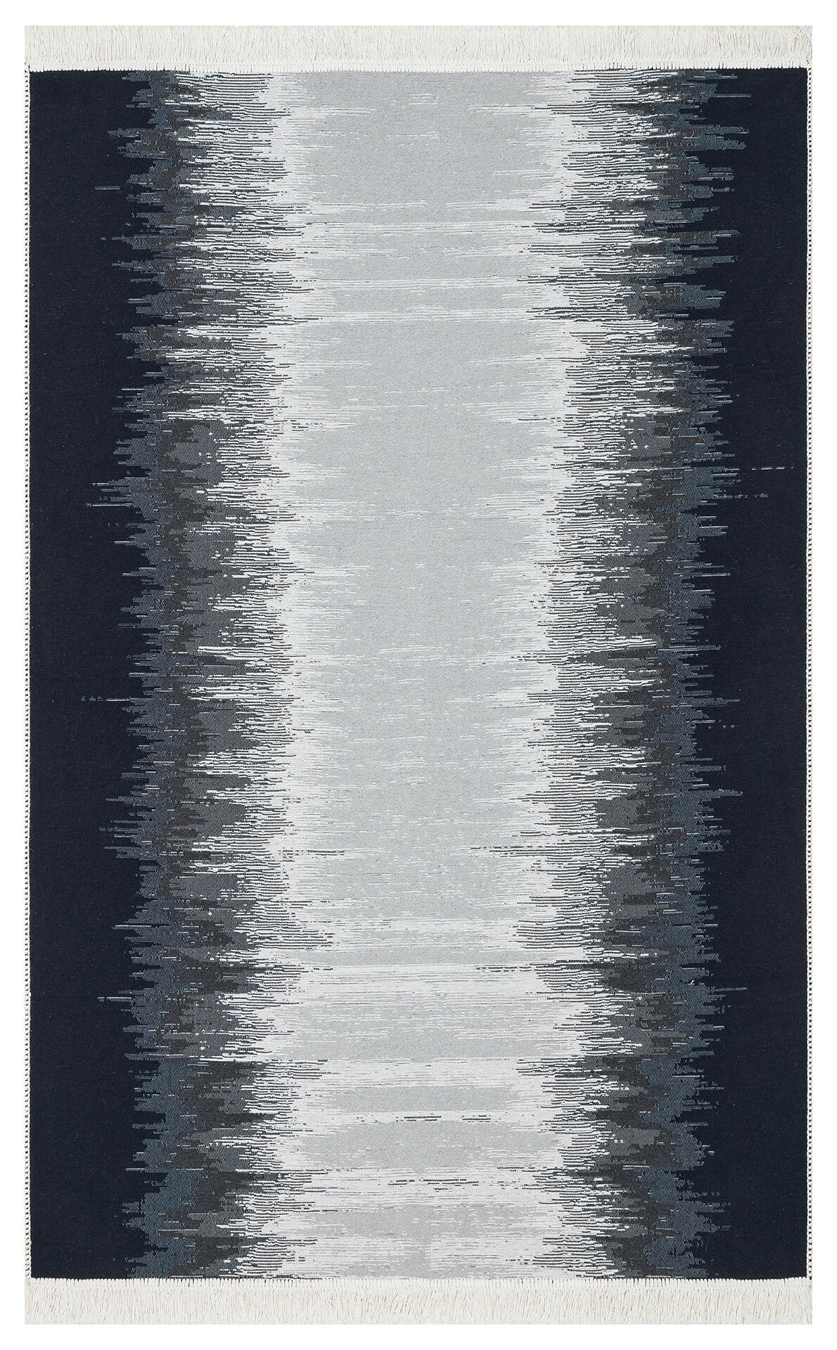 Arya AR 40 Siyah Beyaz - Yıkanabilir Çift Taraflı Modern Dokuma Kilim